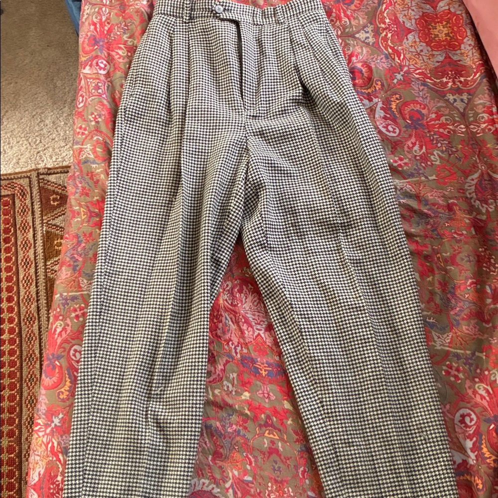 Vintage 90s Nordstrom Barry Bricken Houndstooth Wool Trouser Pants Small